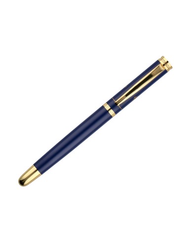 Boligrafo y estuche belius soiree color azul marino y dorado tinta azul caja de diseno