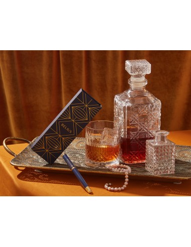 Pluma y estuche belius soiree color art deco azul marino y dorado tinta azul caja de diseno
