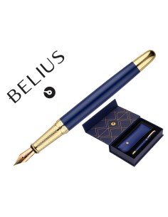 Pluma y estuche belius soiree color art deco azul marino y dorado tinta azul caja de diseno