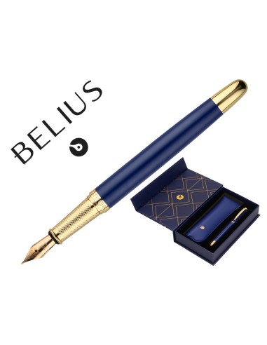 Pluma y estuche belius soiree color art deco azul marino y dorado tinta azul caja de diseno