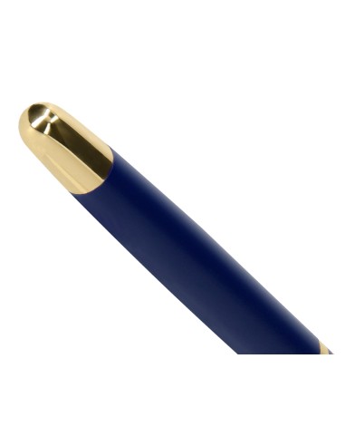 Boligrafo belius soiree aluminio color azul marino y dorado tinta azul caja de diseno