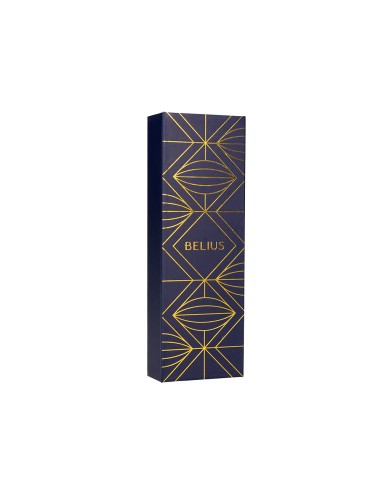 Pluma belius soiree aluminio color art deco azul marino y dorado tinta azul caja de diseno