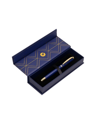 Pluma belius soiree aluminio color art deco azul marino y dorado tinta azul caja de diseno