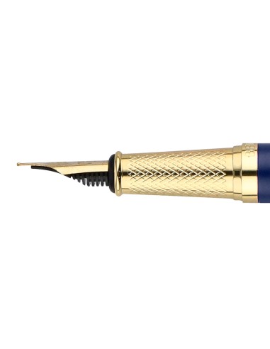 Pluma belius soiree aluminio color art deco azul marino y dorado tinta azul caja de diseno
