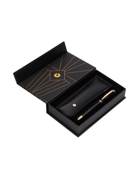 Pluma y estuche belius soiree color art deco negro y dorado tinta azul caja de diseno Pluma y estuche belius soiree color art deco negro y dorado tinta azul caja de diseno