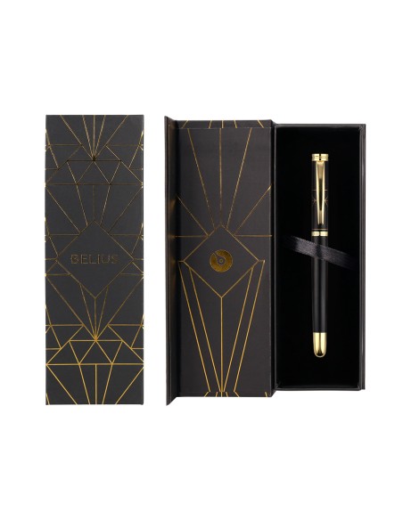 Boligrafo belius soiree aluminio color art deco negro y dorado tinta azul caja de diseno Boligrafo belius soiree aluminio color art deco negro y dorado tinta azul caja de diseno