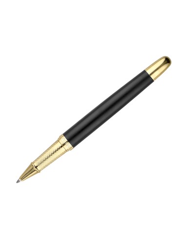 Boligrafo belius soiree aluminio color art deco negro y dorado tinta azul caja de diseno
