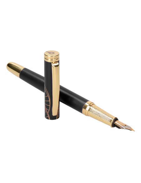 Pluma belius soiree aluminio color art deco negro y dorado tinta azul caja de diseno Pluma belius soiree aluminio color art deco negro y dorado tinta azul caja de diseno
