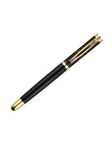 Pluma belius soiree aluminio color art deco negro y dorado tinta azul caja de diseno