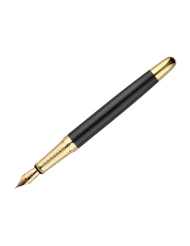 Pluma belius soiree aluminio color art deco negro y dorado tinta azul caja de diseno
