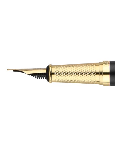 Pluma belius soiree aluminio color art deco negro y dorado tinta azul caja de diseno