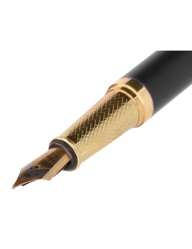 Pluma belius soiree aluminio color art deco negro y dorado tinta azul caja de diseno