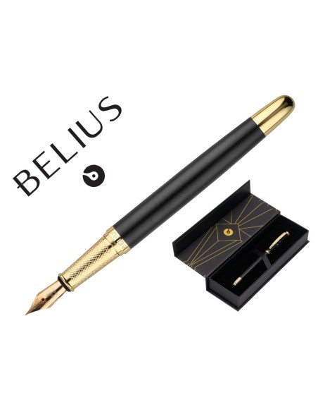 Pluma belius soiree aluminio color art deco negro y dorado tinta azul caja de diseno Pluma belius soiree aluminio color art deco negro y dorado tinta azul caja de diseno