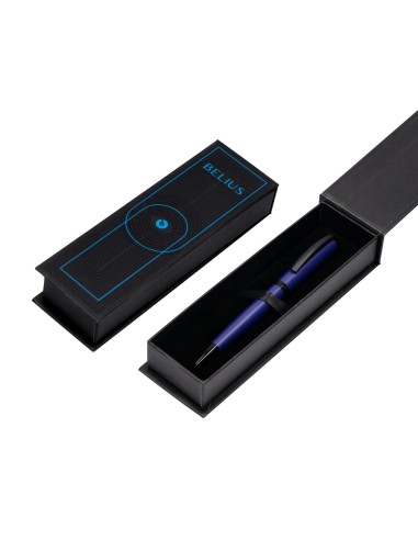 Boligrafo belius turbo aluminio color azul y negro tinta azul caja de diseno