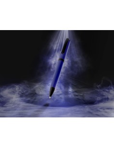 Boligrafo belius turbo aluminio color azul y negro tinta azul caja de diseno