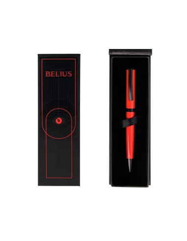 Boligrafo belius turbo aluminio color rojo y negro tinta azul caja de diseno