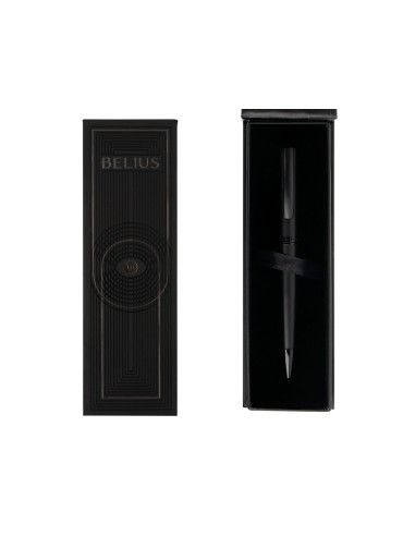 Boligrafo belius turbo aluminio color negro tinta azul caja de diseno