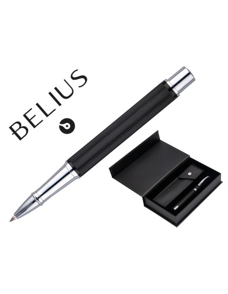 Roller y estuche belius turbo aluminio textura punteada negro plateado tinta azul caja de diseno Roller y estuche belius turbo aluminio textura punteada negro plateado tinta azul caja de diseno