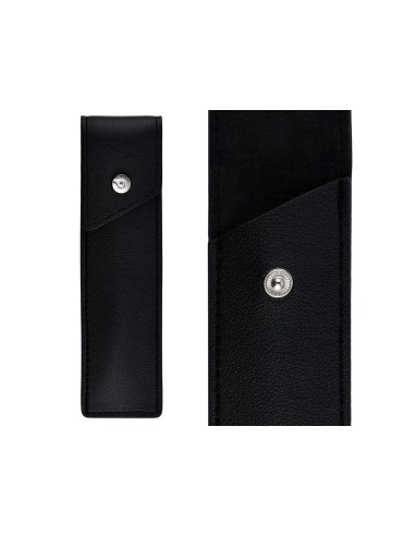 Roller y estuche belius turbo aluminio textura punteada negro plateado tinta azul caja de diseno