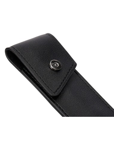 Roller y estuche belius turbo aluminio textura punteada negro plateado tinta azul caja de diseno
