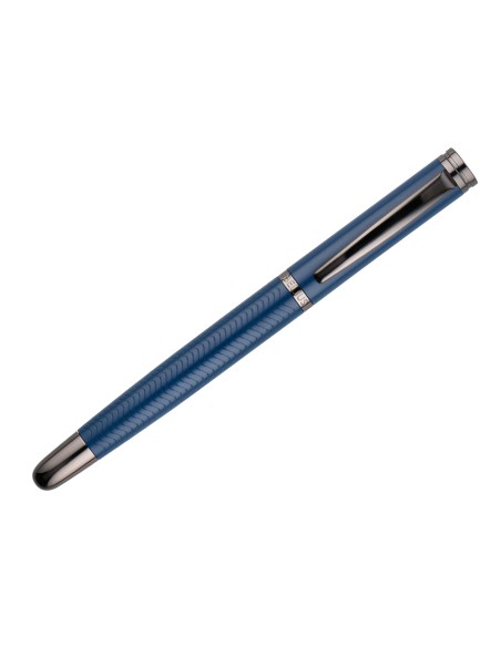 Boligrafo belius neptuno aluminio textura wavy color azul marino tinta azul caja de diseno Boligrafo belius neptuno aluminio textura wavy color azul marino tinta azul caja de diseno