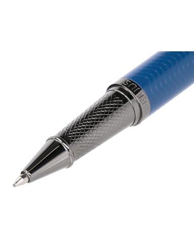 Boligrafo belius neptuno aluminio textura wavy color azul marino tinta azul caja de diseno
