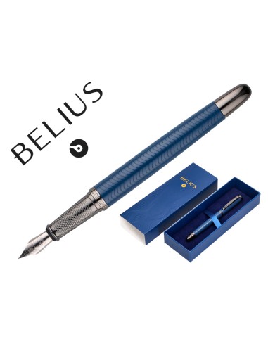 Pluma belius neptuno aluminio textura wavy color azul marino tinta azul caja de diseno