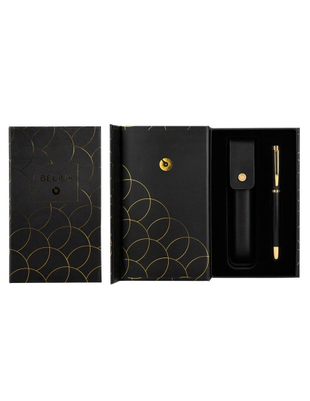 Boligrafo y estuche belius passion dor aluminio textura cepillada color negro y dorado tinta azul caja diseno Boligrafo y estuche belius passion dor aluminio textura cepillada color negro y dorado tinta azul caja diseno
