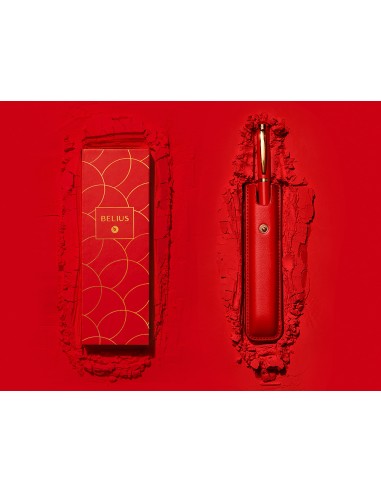 Boligrafo y estuche belius passion dor aluminio textura cepillada color rojo y dorado tinta azul caja de diseno