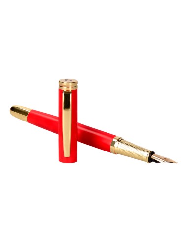 Pluma belius passion dor aluminio textura cepillada color rojo y dorado tinta azul caja de diseno