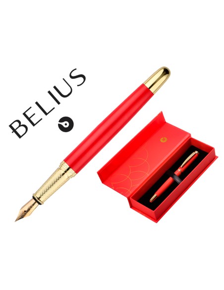Pluma belius passion dor aluminio textura cepillada color rojo y dorado tinta azul caja de diseno Pluma belius passion dor aluminio textura cepillada color rojo y dorado tinta azul caja de diseno