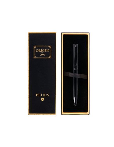 Boligrafo belius origen 1995 aluminio textura cepillada color negro tinta azul caja de diseno Boligrafo belius origen 1995 aluminio textura cepillada color negro tinta azul caja de diseno