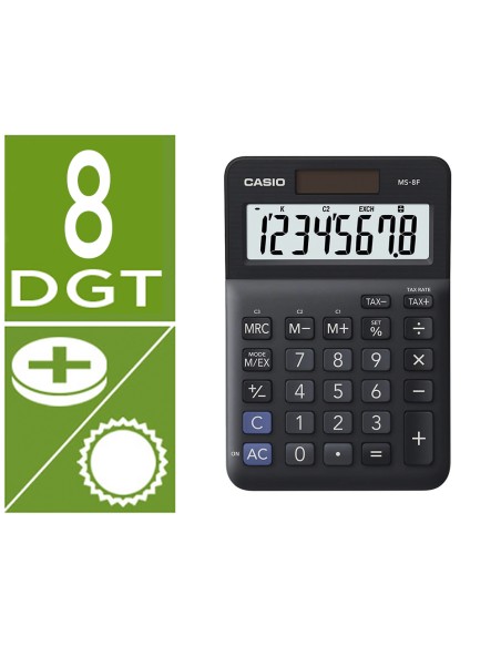 Calculadora casio ms 8f sobremesa 8 digitos tax color negro