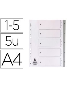Separador numerico q connect plastico 1 5 juego de 5 separadores din a4 multitaladro
