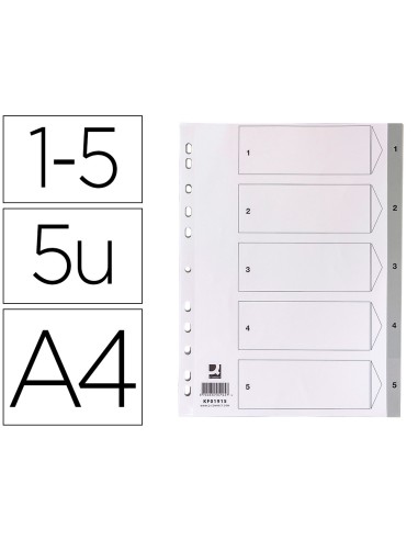 Separador numerico q connect plastico 1 5 juego de 5 separadores din a4 multitaladro