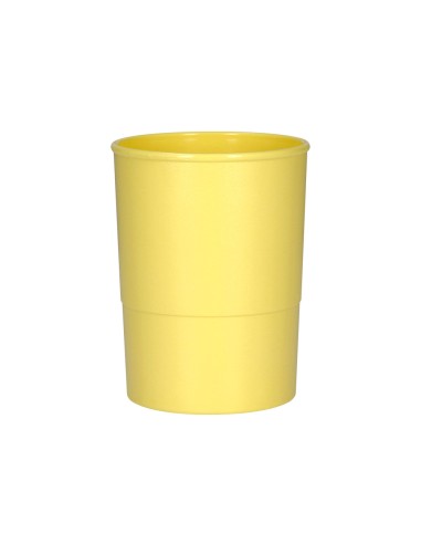 Cubilete portalapices q connect amarillo pastel opaco plastico diametro 75 mm alto 100 mm