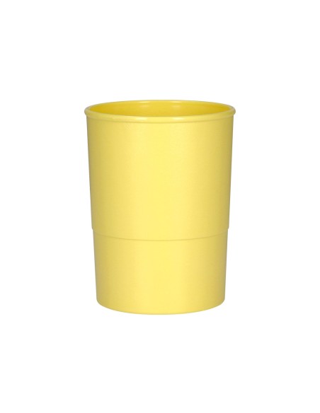 Cubilete portalapices q connect amarillo pastel opaco plastico diametro 75 mm alto 100 mm