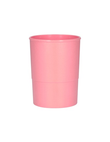 Cubilete portalapices q connect rosa pastel opaco plastico diametro 75 mm alto 100 mm