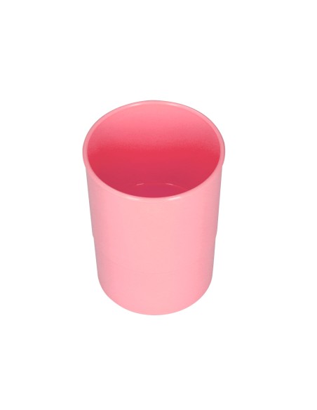 Cubilete portalapices q connect rosa pastel opaco plastico diametro 75 mm alto 100 mm