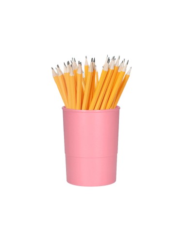 Cubilete portalapices q connect rosa pastel opaco plastico diametro 75 mm alto 100 mm