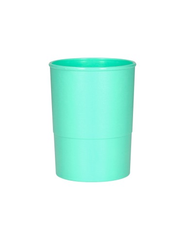 Cubilete portalapices q connect verde menta pastel opaco plastico diametro 75 mm alto 100 mm