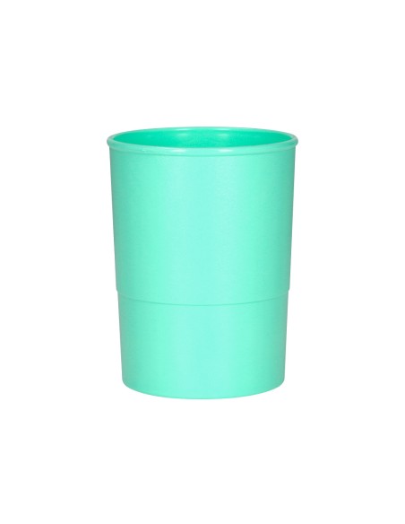 Cubilete portalapices q connect verde menta pastel opaco plastico diametro 75 mm alto 100 mm