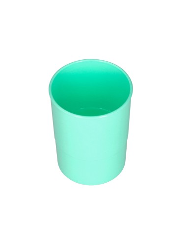 Cubilete portalapices q connect verde menta pastel opaco plastico diametro 75 mm alto 100 mm