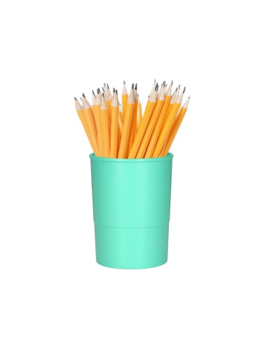 Cubilete portalapices q connect verde menta pastel opaco plastico diametro 75 mm alto 100 mm