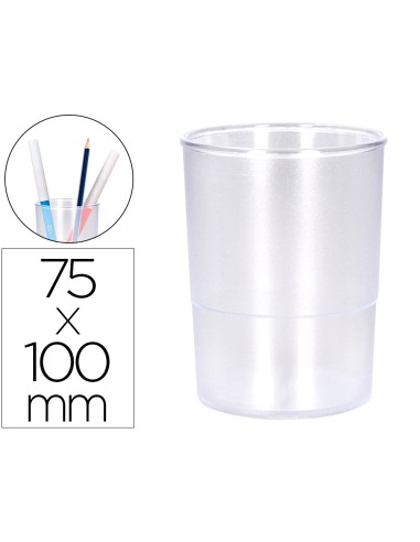 Cubilete portalapices q connect transparente plastico diametro 75 mm alto 100 mm
