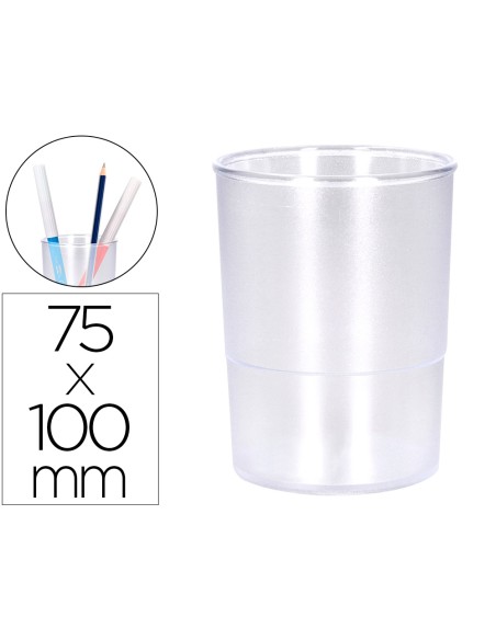 Cubilete portalapices q connect transparente plastico diametro 75 mm alto 100 mm