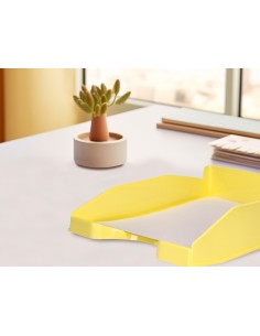 Bandeja sobremesa plastico q connect amarillo pastel opaco 240x70x340mm