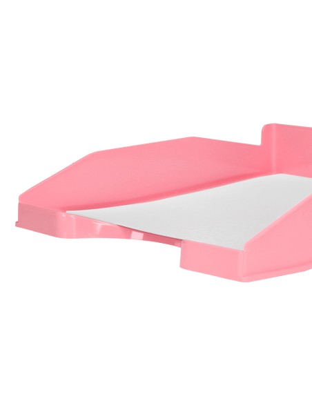 Bandeja sobremesa plastico q connect rosa pastel opaco 240x70x340mm