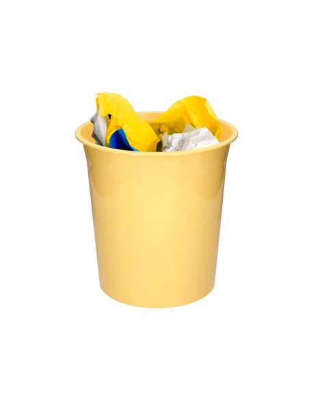 Papelera plastico q connect amarillo pastel opaco 13 litros 275x285 mm
