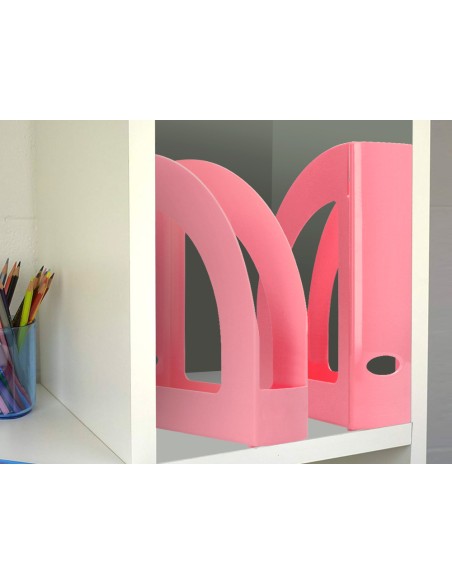 Revistero plastico q connect color rosa pastel 320x250x80 mm